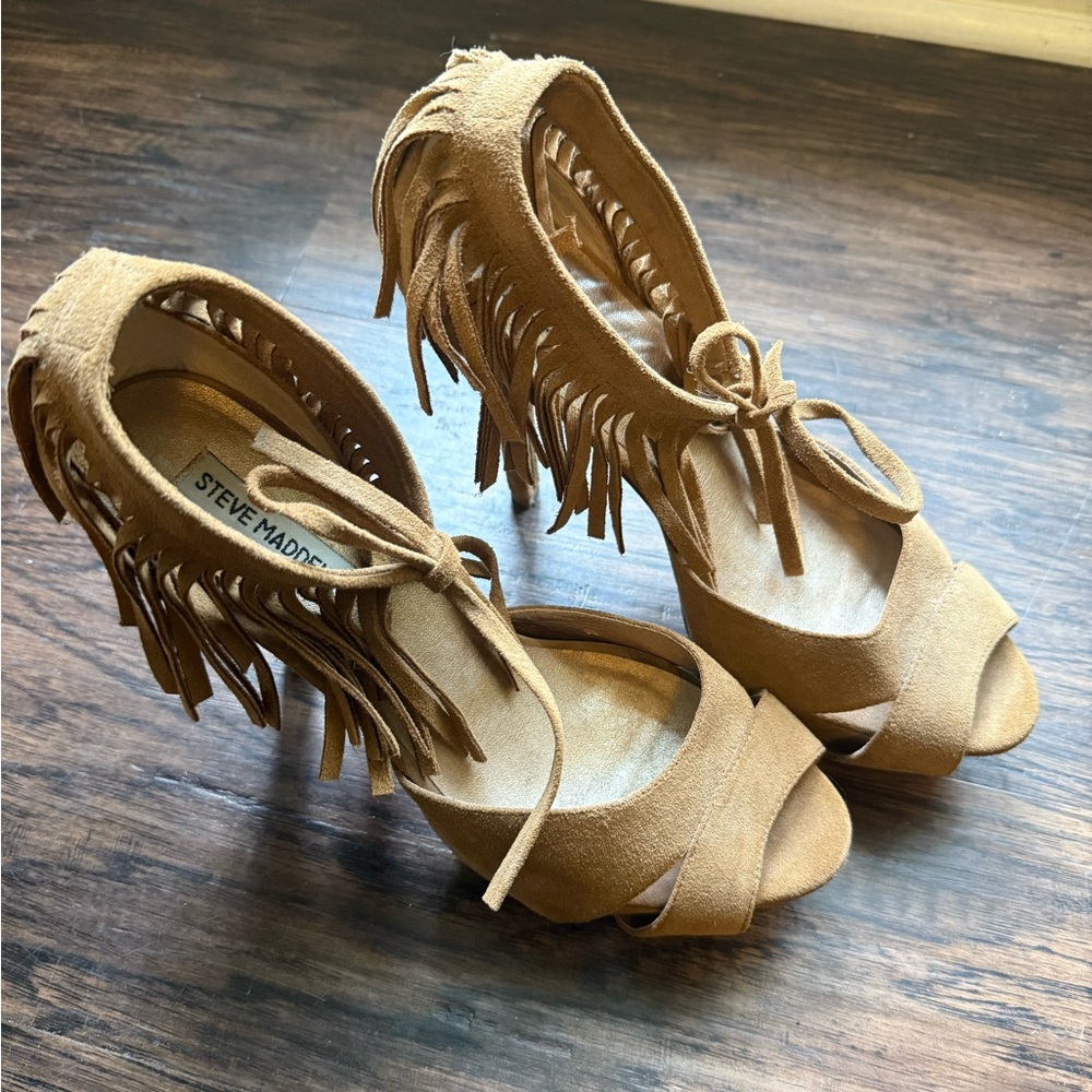 Steve Madden Brown Fringe Heels